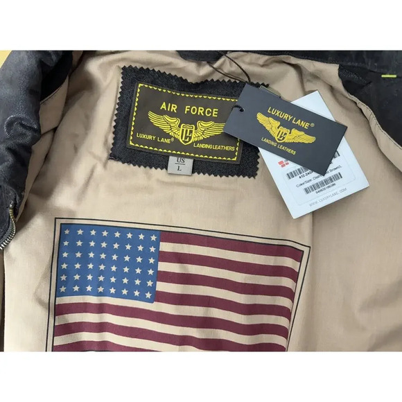 Vintage Air Force Luxury Full Zip Leather Jacket Mens Large Made in USA - Picture 5 of 11